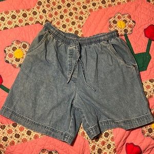 Denim Shorts with Elastic Waist